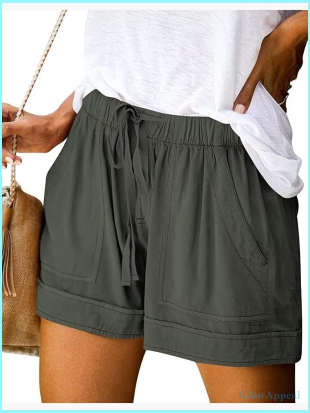 High Waist Cotton Drawstring Shorts Summer Casual Lounge S-2XL